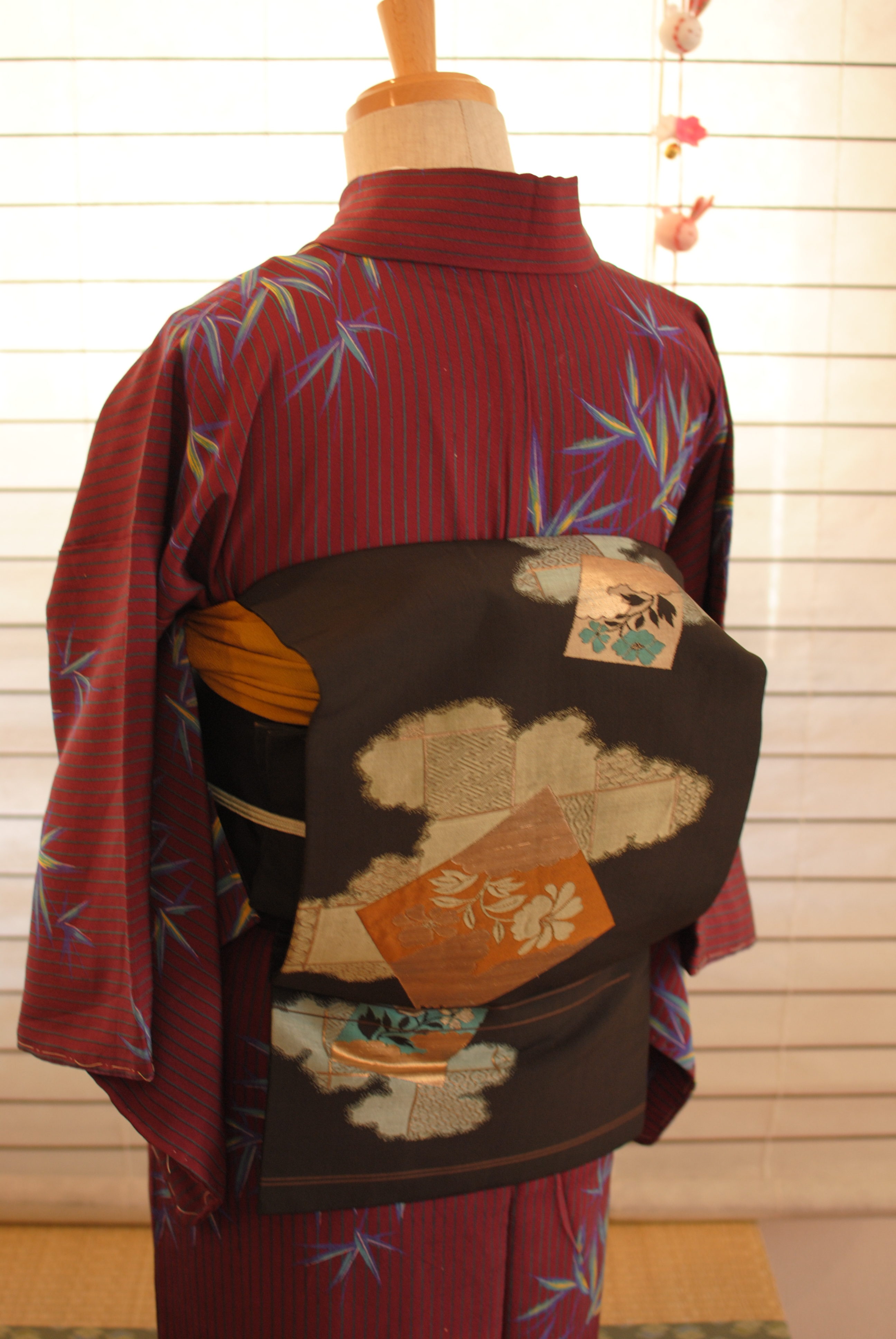 Japanese Cotton OBI Sash Belt Kimono Yukata Wedding TURQ  4" W x 110" L 