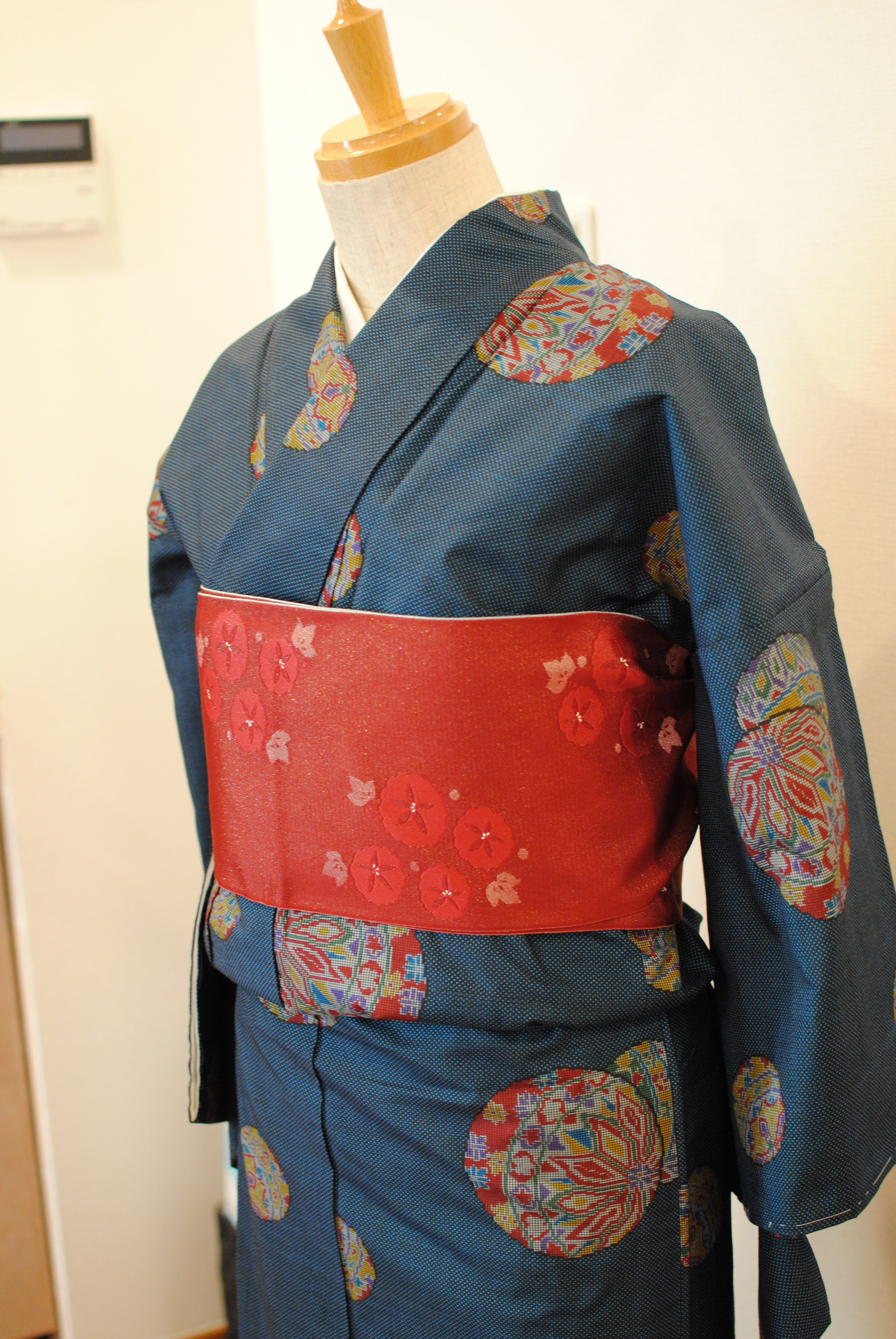 SOLD! Oshima style Tsumugi +Hanhaba obi – Kimono Sakaeya